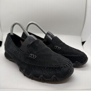 Womens Size 9 Skechers Relaxed Fit Memory Foam Black Suede Loafers Shoes 48930